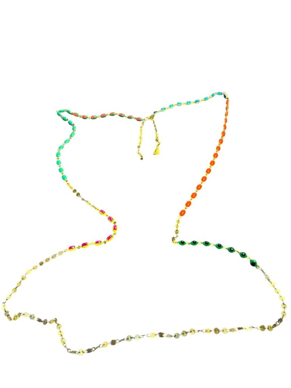 Stella and Dot Poppy Lariat Long Necklace Goldtone Colorful Enamel Rhinestones